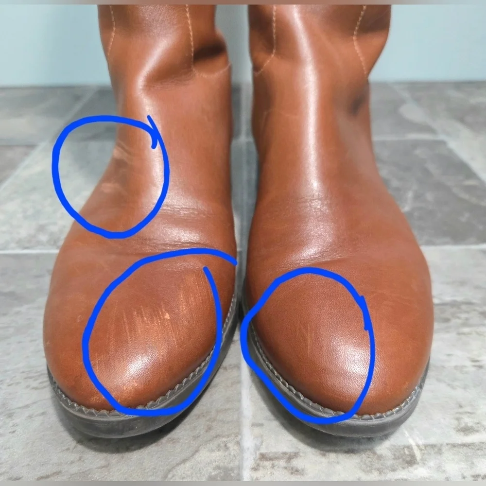 TORY BURCH SIDNEY LEATHER RIDING BOOTS.
